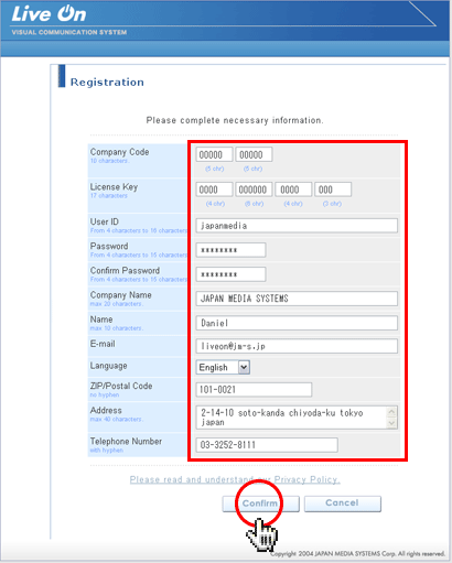 User registration