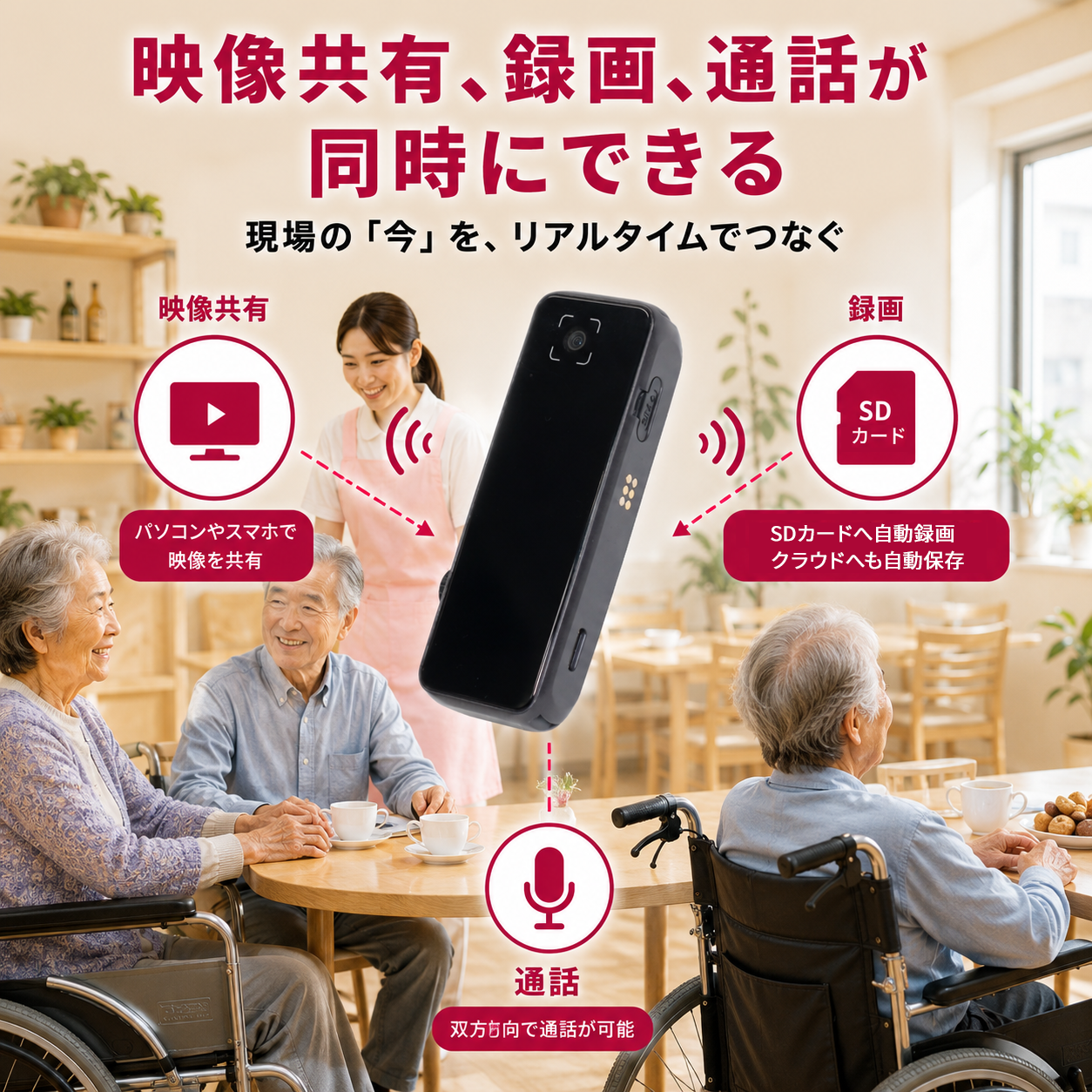 映像共有、録画、通話が同時にできる