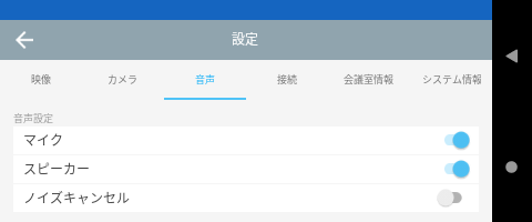 設定画面 音声タブ OFF