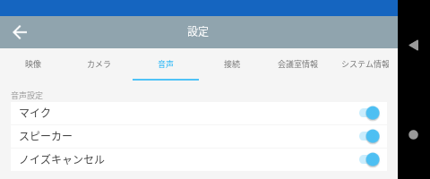 設定画面 音声タブ ON